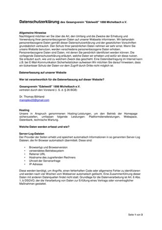 Datenschutzerklärung Seite1